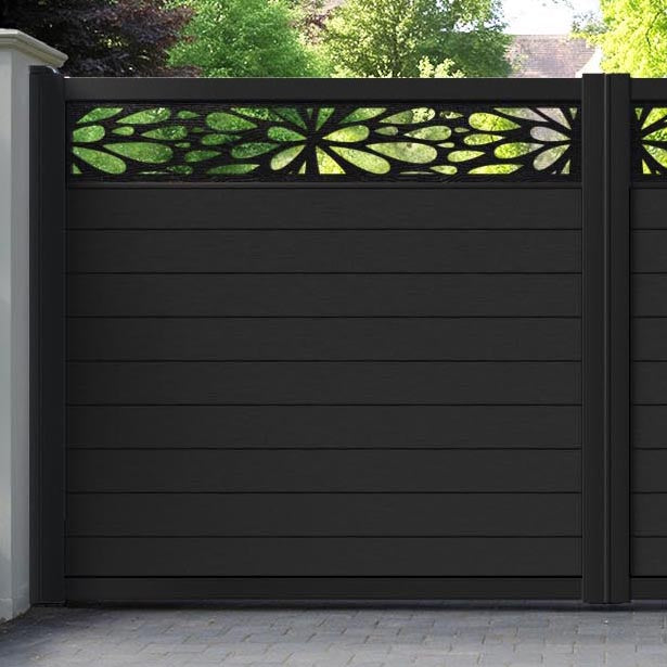 Fusion Blossom Straight Top Driveway Gate - Black - Top Screen