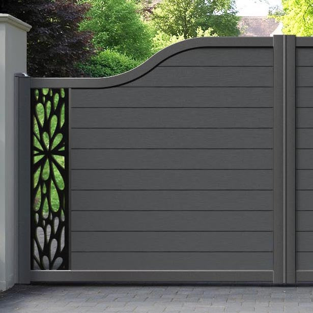 Fusion Blossom Curved Top Driveway Gate - Dark Grey - End Screen