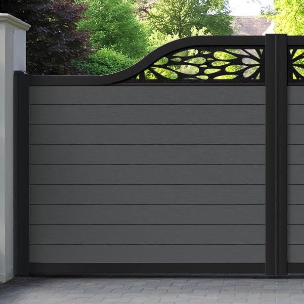 Fusion Blossom Curved Top Driveway Gate - Dark Grey - Top Screen