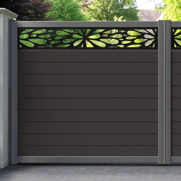 Fusion Blossom Straight Top Driveway Gate - Dark Oak - Top Screen