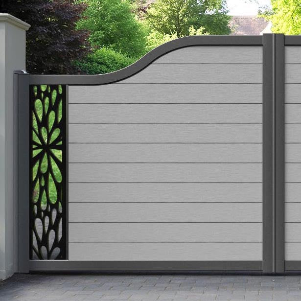 Fusion Blossom Curved Top Driveway Gate - Light Grey - End Screen