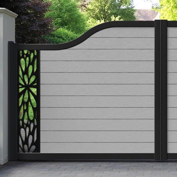 Fusion Blossom Curved Top Driveway Gate - Light Grey - End Screen