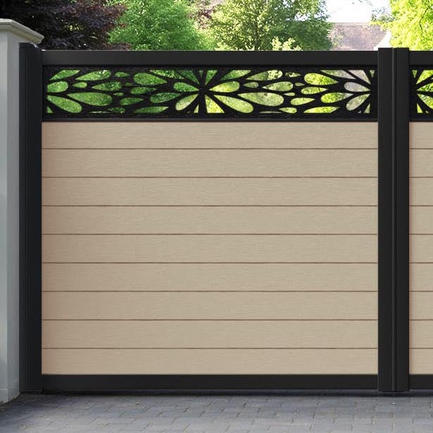 Fusion Blossom Straight Top Driveway Gate - Light Oak - Top Screen