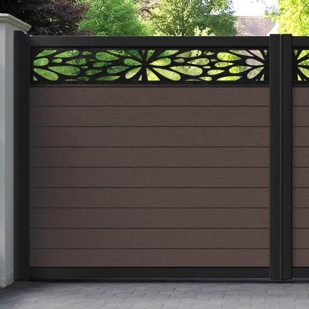 Fusion Blossom Straight Top Driveway Gate - Mid Brown - Top Screen