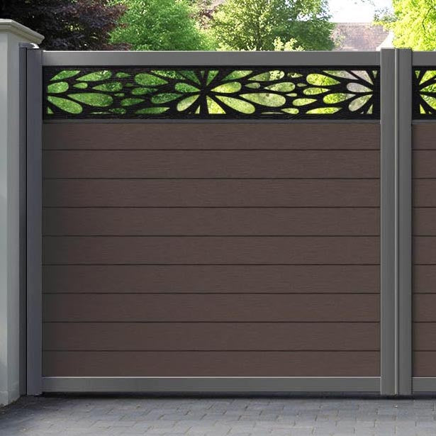 Fusion Blossom Straight Top Driveway Gate - Mid Brown - Top Screen