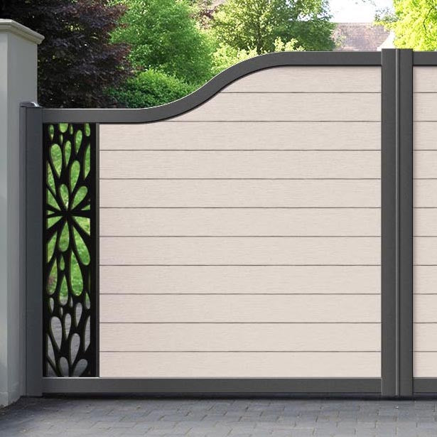 Fusion Blossom Curved Top Driveway Gate - Mid Stone - End Screen