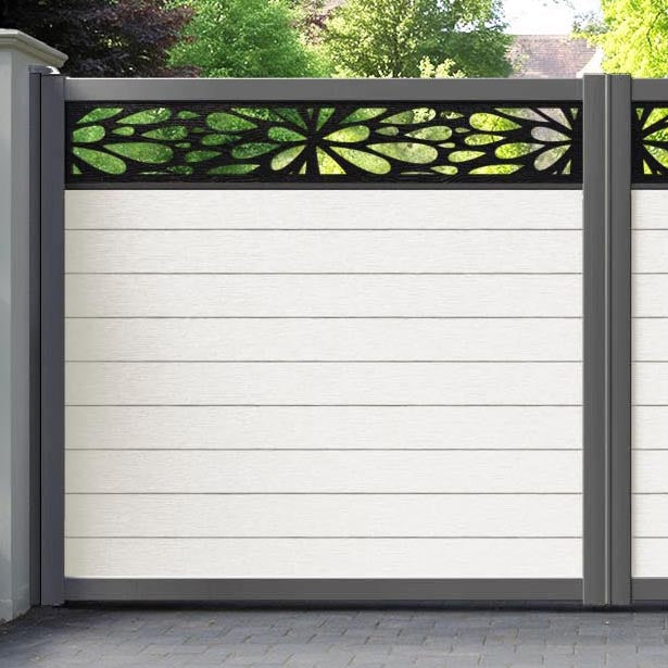 Fusion Blossom Straight Top Driveway Gate - Light Stone - Top Screen