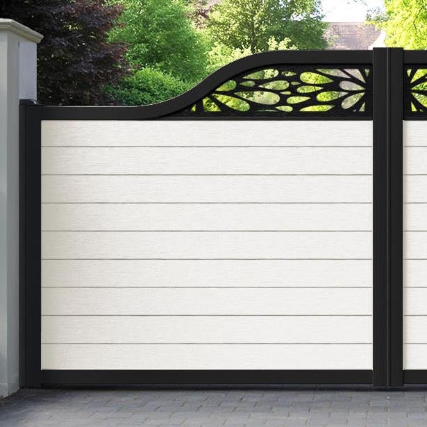 Fusion Blossom Curved Top Driveway Gate - Light Stone - Top Screen