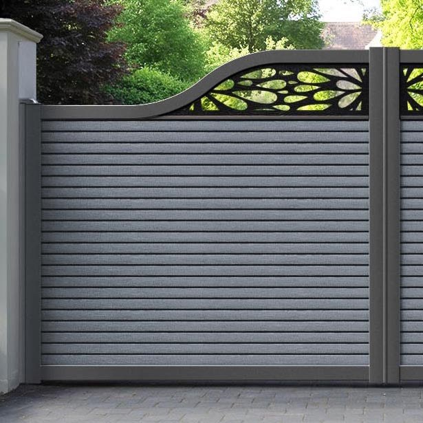 Hudson Blossom Curved Top Driveway Gate - Anthracite - Top Screen