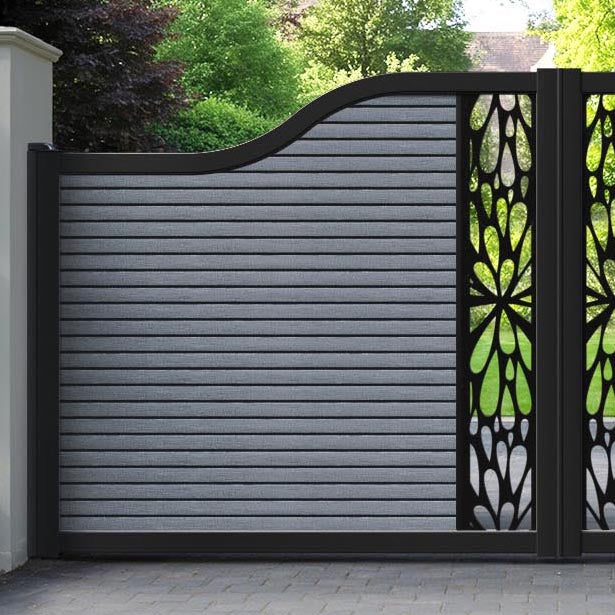 Hudson Blossom Curved Top Driveway Gate - Anthracite - Middle Screen