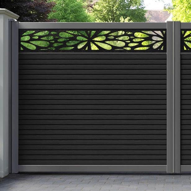 Hudson Blossom Straight Top Driveway Gate - Black - Top Screen