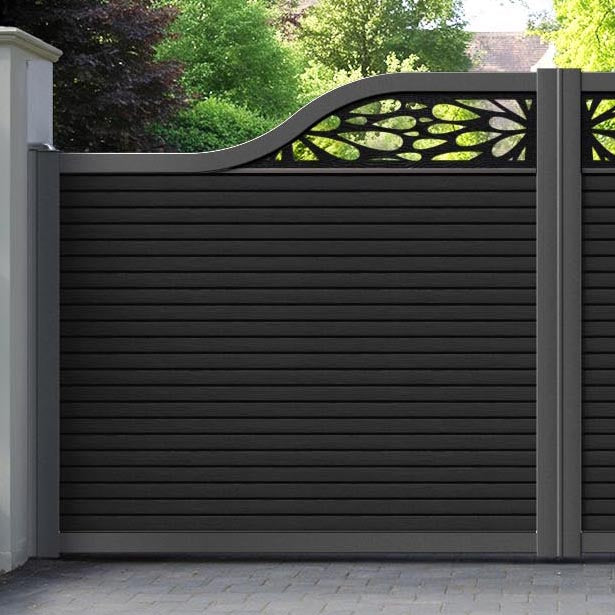 Hudson Blossom Curved Top Driveway Gate - Black - Top Screen