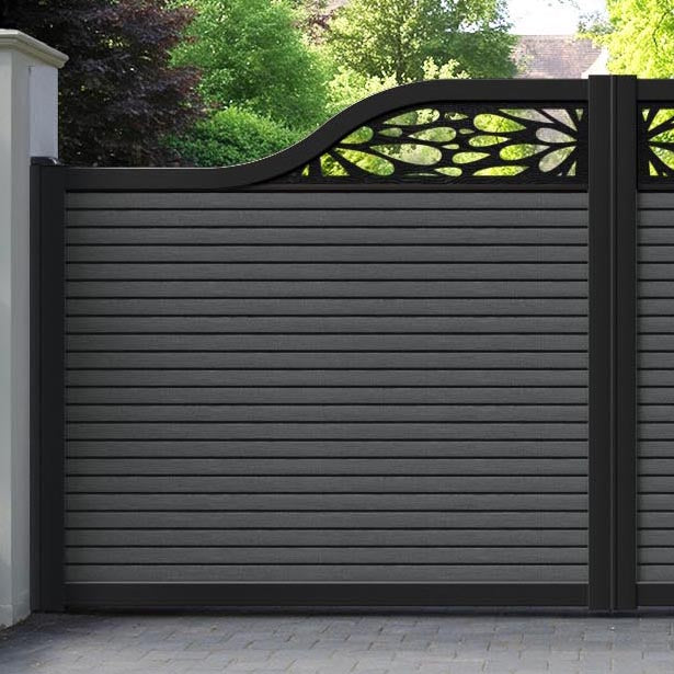 Hudson Blossom Curved Top Driveway Gate - Dark Grey - Top Screen