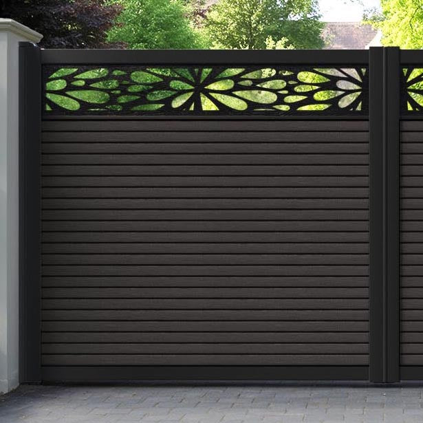 Hudson Blossom Straight Top Driveway Gate - Dark Oak - Top Screen