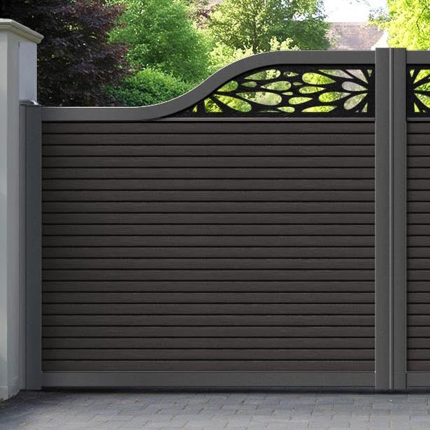 Hudson Blossom Curved Top Driveway Gate - Dark Oak - Top Screen
