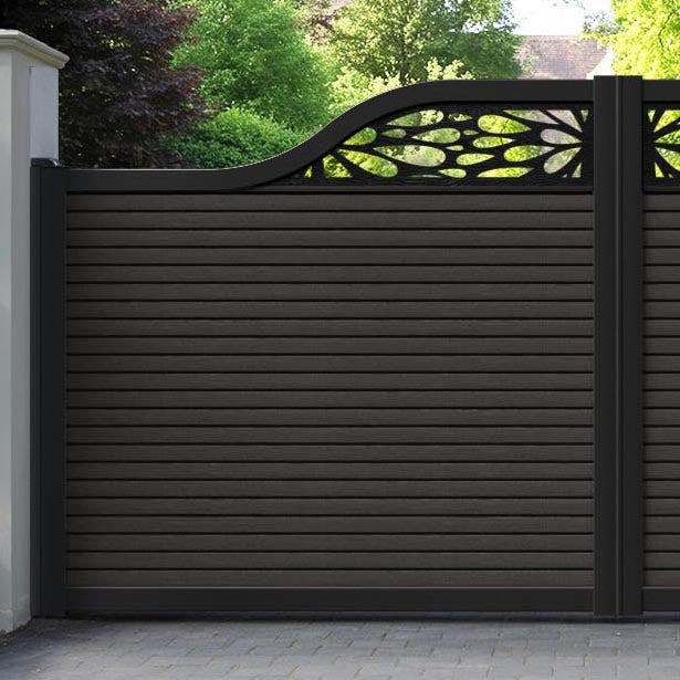 Hudson Blossom Curved Top Driveway Gate - Dark Oak - Top Screen