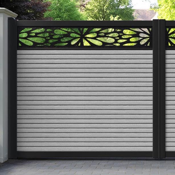 Hudson Blossom Straight Top Driveway Gate - Light Grey - Top Screen