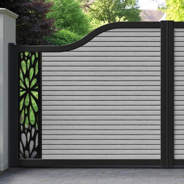 Hudson Blossom Curved Top Driveway Gate - Light Grey - End Screen