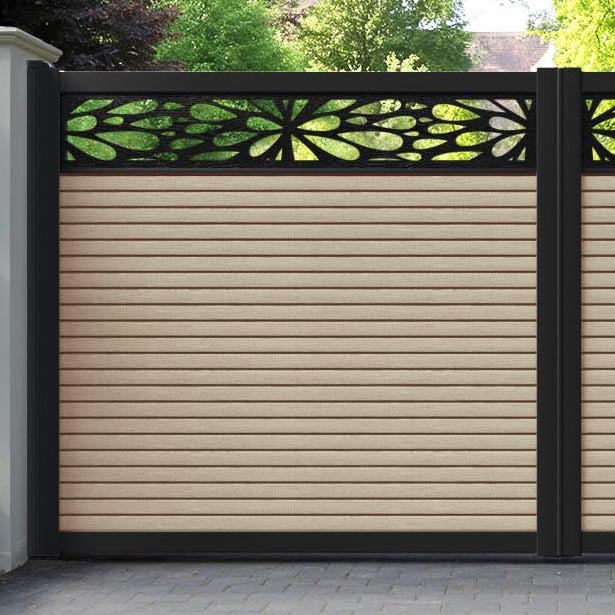 Hudson Blossom Straight Top Driveway Gate - Light Oak- Top Screen