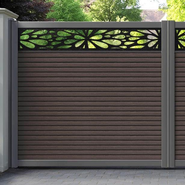 Hudson Blossom Straight Top Driveway Gate - Mid Brown - Top Screen