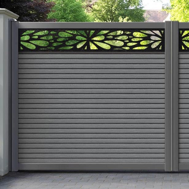 Hudson Blossom Straight Top Driveway Gate - Mid Grey - Top Screen