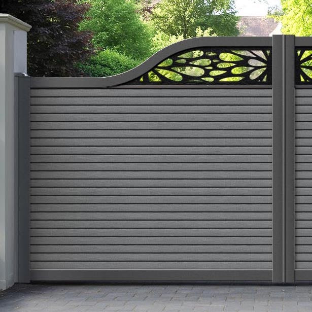 Hudson Blossom Curved Top Driveway Gate - Mid Grey - Top Screen