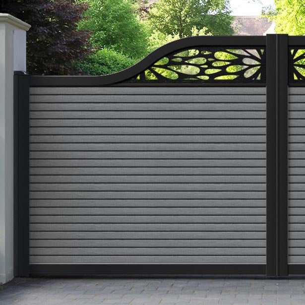 Hudson Blossom Curved Top Driveway Gate - Mid Grey - Top Screen