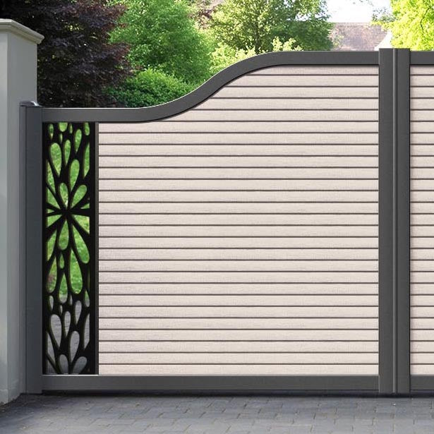 Hudson Blossom Curved Top Driveway Gate - Mid Stone - End Screen