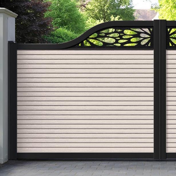 Hudson Blossom Curved Top Driveway Gate - Mid Stone - Top Screen