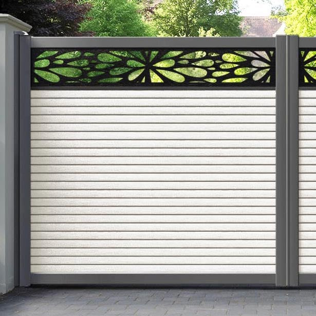 Hudson Blossom Straight Top Driveway Gate - Light Stone - Top Screen