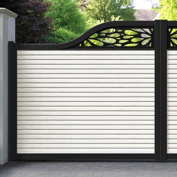 Hudson Blossom Curved Top Driveway Gate - Light Stone - Top Screen