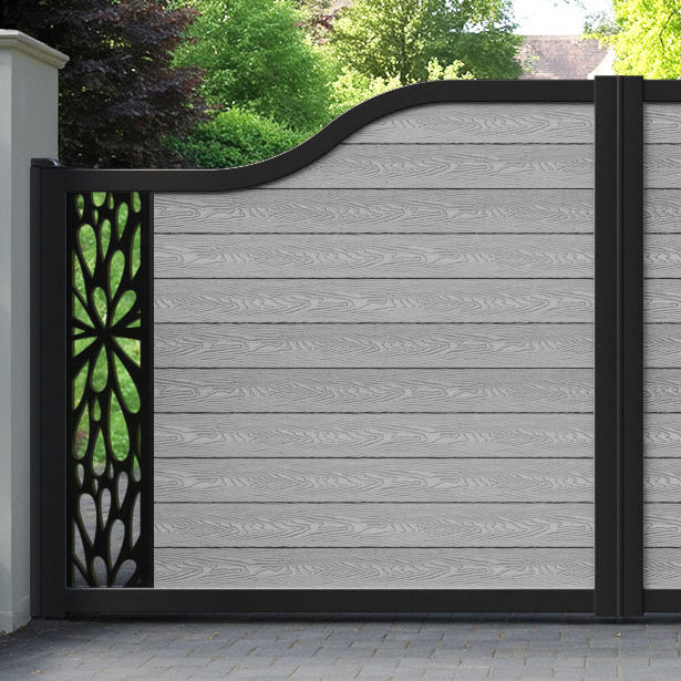 Classic Blossom Curved Top Driveway Gate - Light Grey - End Screen