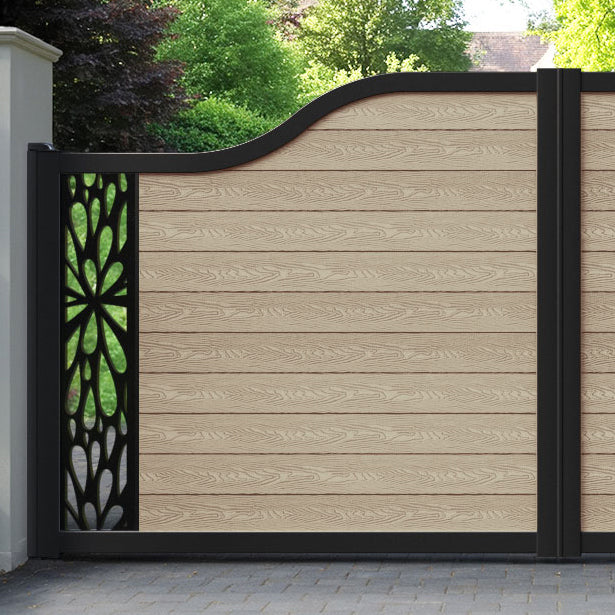 Classic Blossom Curved Top Driveway Gate - Light Oak - End Screen