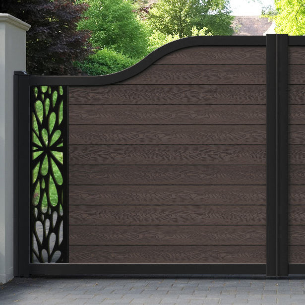 Classic Blossom Curved Top Driveway Gate - Mid Brown - End Screen