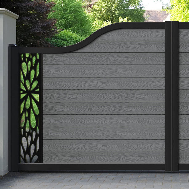 Classic Blossom Curved Top Driveway Gate - Mid Grey - End Screen