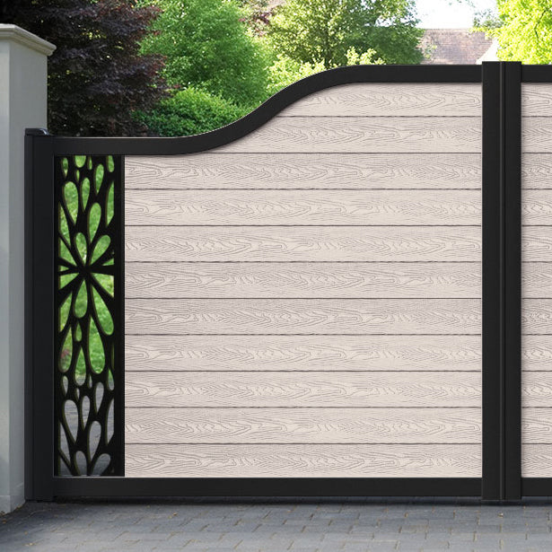 Classic Blossom Curved Top Driveway Gate - Mid Stone - End Screen