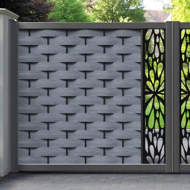 Ripple Blossom Straight Top Driveway Gate - Anthracite - Middle Screen