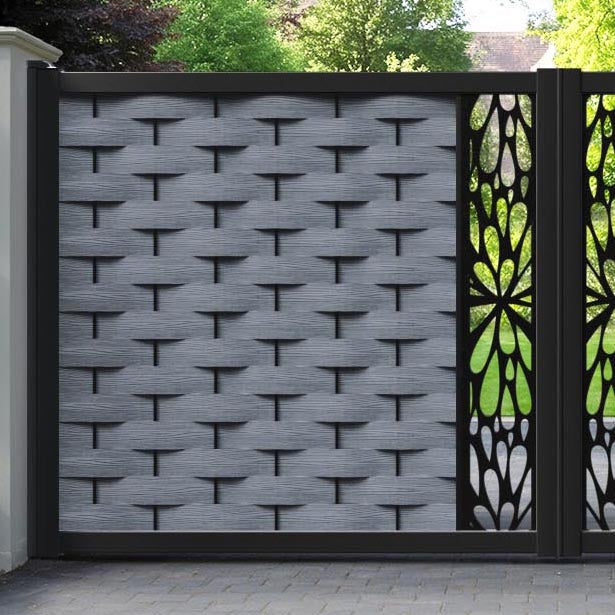 Ripple Blossom Straight Top Driveway Gate - Anthracite - Middle Screen