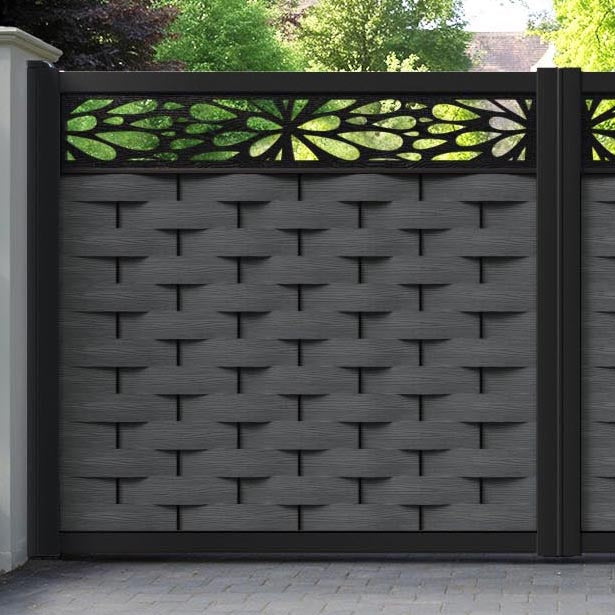 Ripple Blossom Straight Top Driveway Gate - Dark Grey - Top Screen