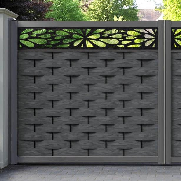 Ripple Blossom Straight Top Driveway Gate - Dark Grey - Top Screen