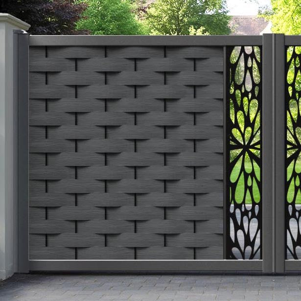 Ripple Blossom Straight Top Driveway Gate - Dark Grey - Middle Screen