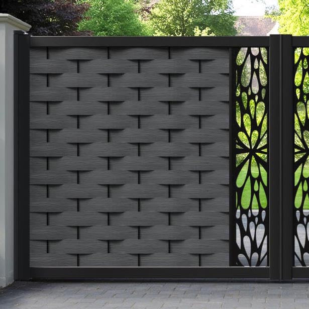 Ripple Blossom Straight Top Driveway Gate - Dark Grey - Middle Screen