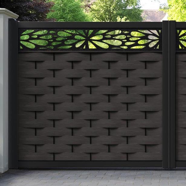 Ripple Blossom Straight Top Driveway Gate - Dark Oak - Top Screen