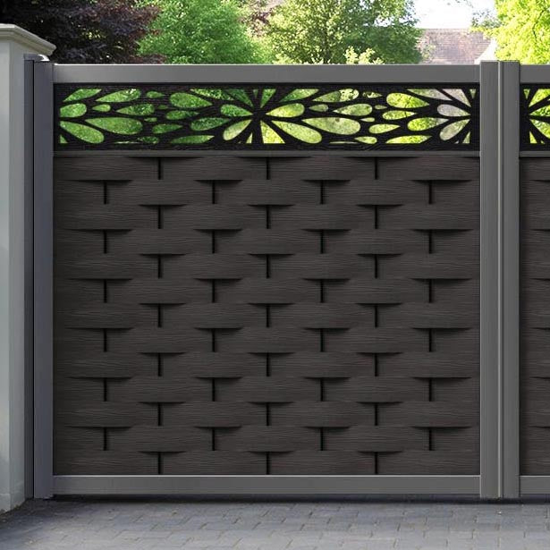 Ripple Blossom Straight Top Driveway Gate - Dark Oak - Top Screen