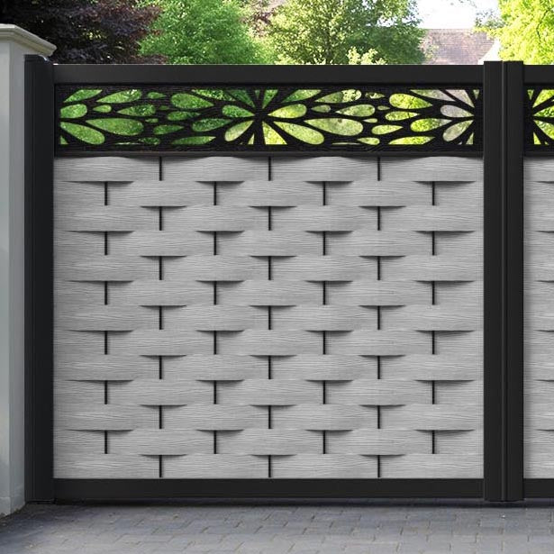 Ripple Blossom Straight Top Driveway Gate - Light Grey - Top Screen