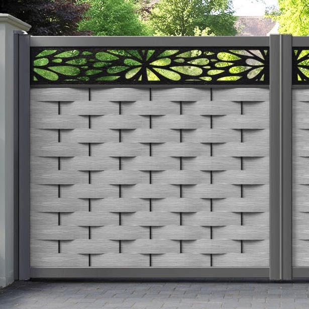 Ripple Blossom Straight Top Driveway Gate - Light Grey - Top Screen