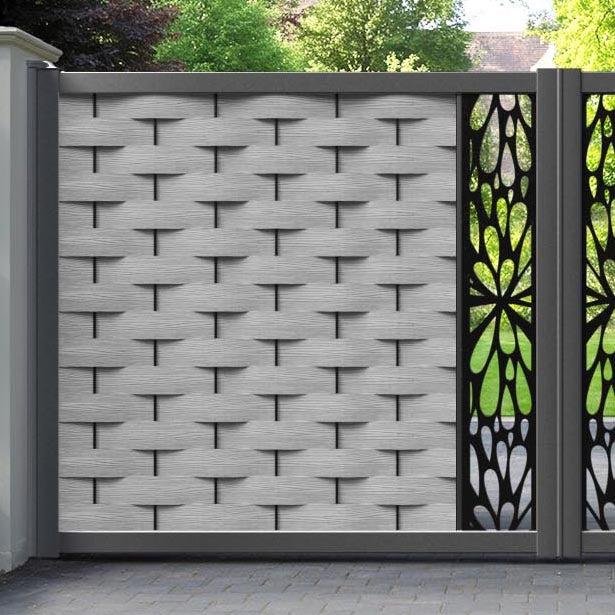 Ripple Blossom Straight Top Driveway Gate - Light Grey - Middle Screen