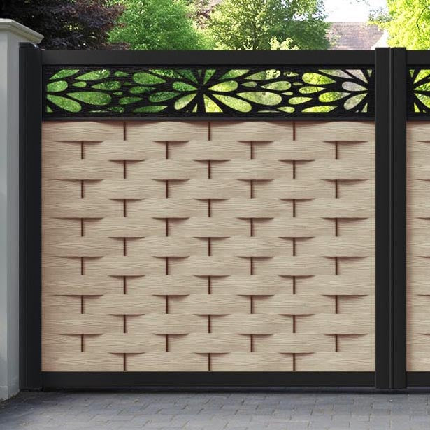 Ripple Blossom Straight Top Driveway Gate - Light Oak- Top Screen