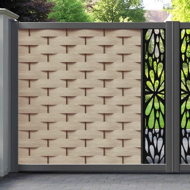 Ripple Blossom Straight Top Driveway Gate - Light Oak - Middle Screen