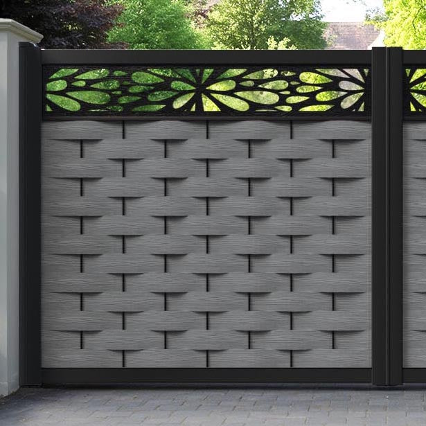 Ripple Blossom Straight Top Driveway Gate - Mid Grey - Top Screen